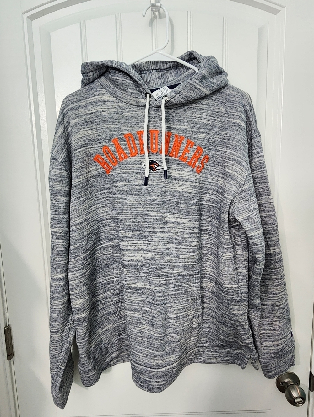 Champion Gray Marled UTSA Roadrunners Hoodie with Orange Embroidery, Size XL